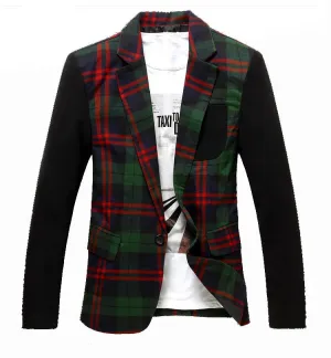 Men's Plaid Patchwork Blazer