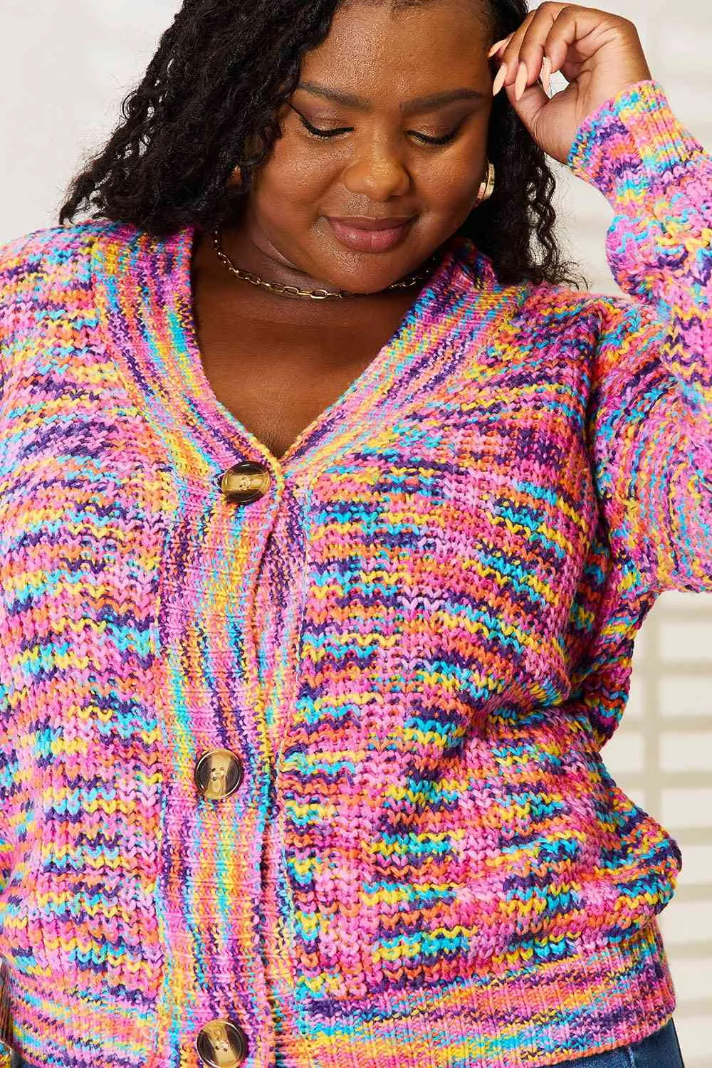 Porter Woven Right V-Neck Long Sleeve Cardigan