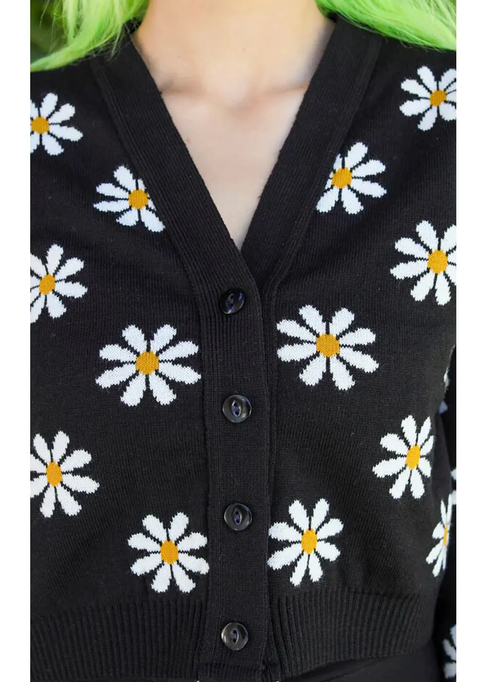 Run & Fly Daisy Cropped 70's Cardigan Black