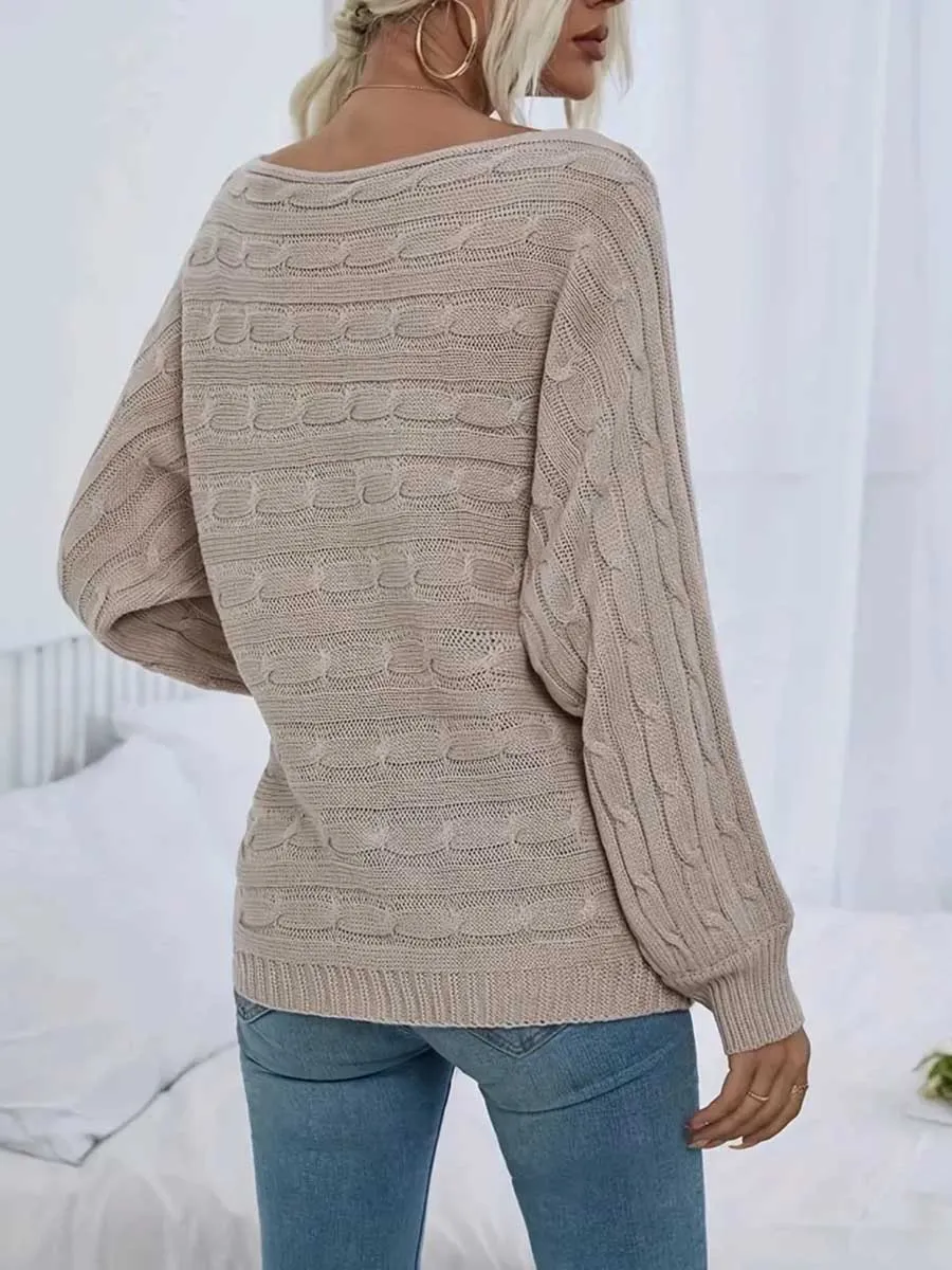 Stunncal Strapless Sweater Stranded Knit Loose Pullover