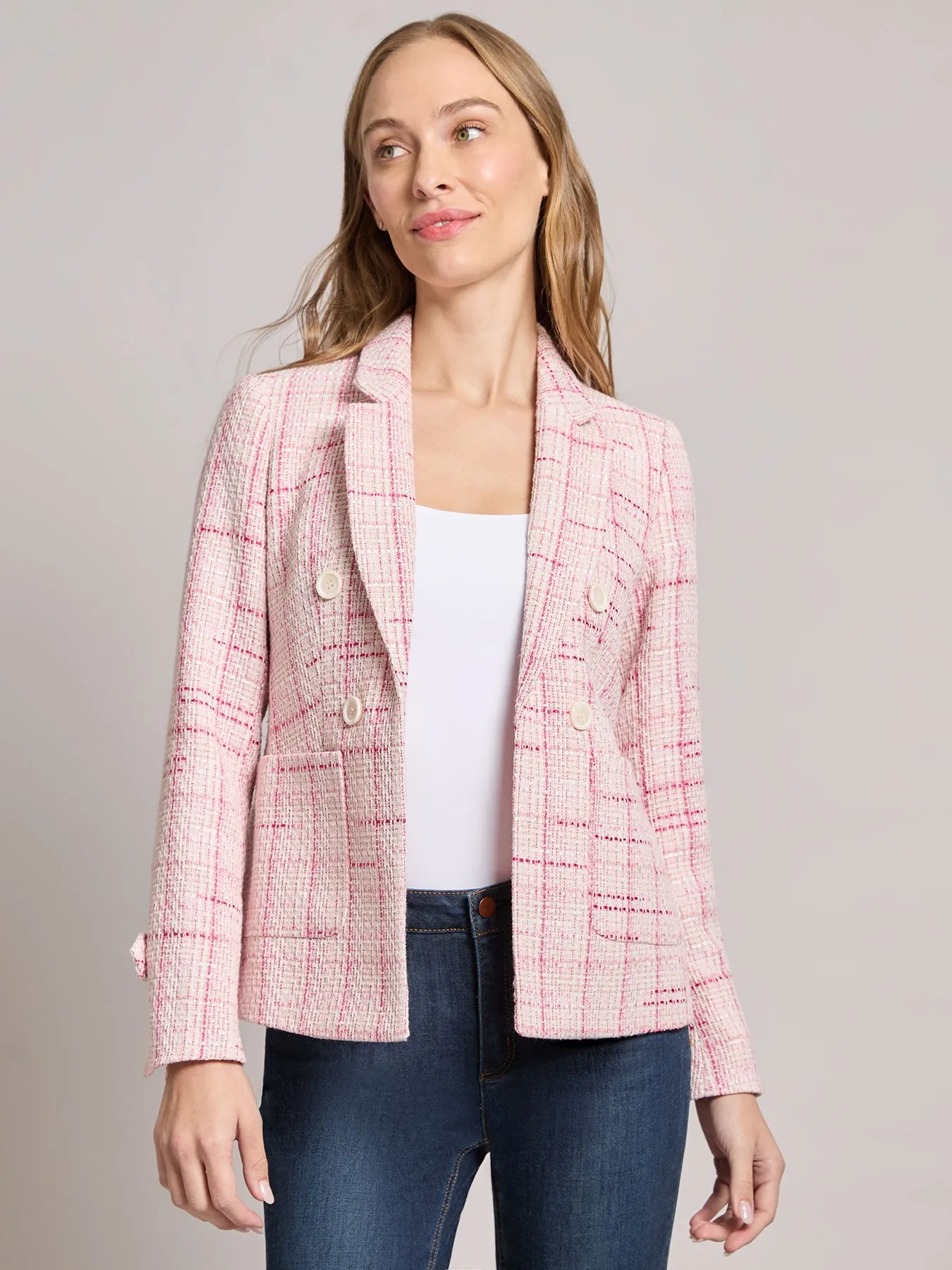 Tweed Faux Double-Breasted Jacket